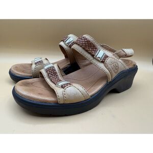 Ariat Stinson Women's Brown Leather Slip On Open Toe Slide Sandal Size 8 B 93423